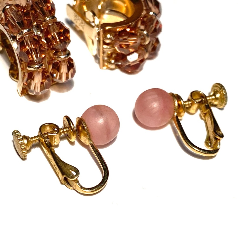 Napier Crystal Clip On & Pink Screw Back Earrings - Picture 9 of 14